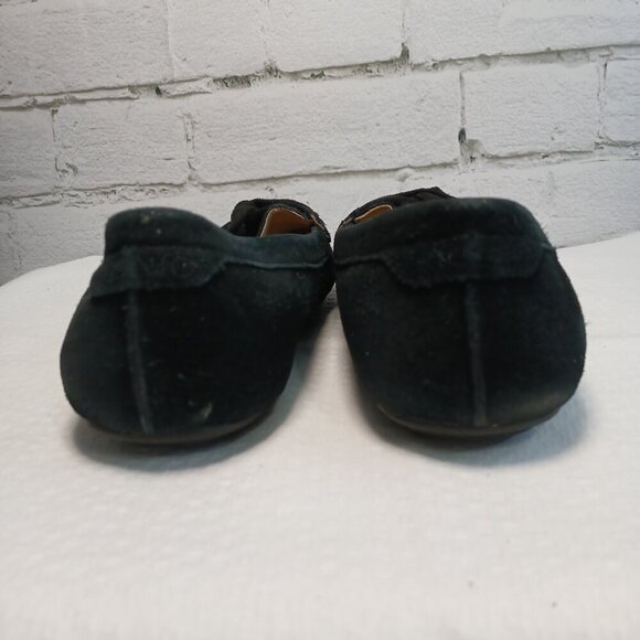 WOMENS VIONIC BLACK SUEDE LOAFER SIZE 8.5 CRISS CROSS BOW ON TOE - Picture 3 of 10